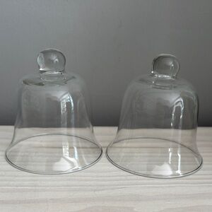 Set of 2 Clear Glass Bell Cloche Covers